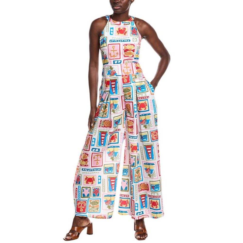 Gracia Womens Halter Neck Nautical Print Jumpsuit